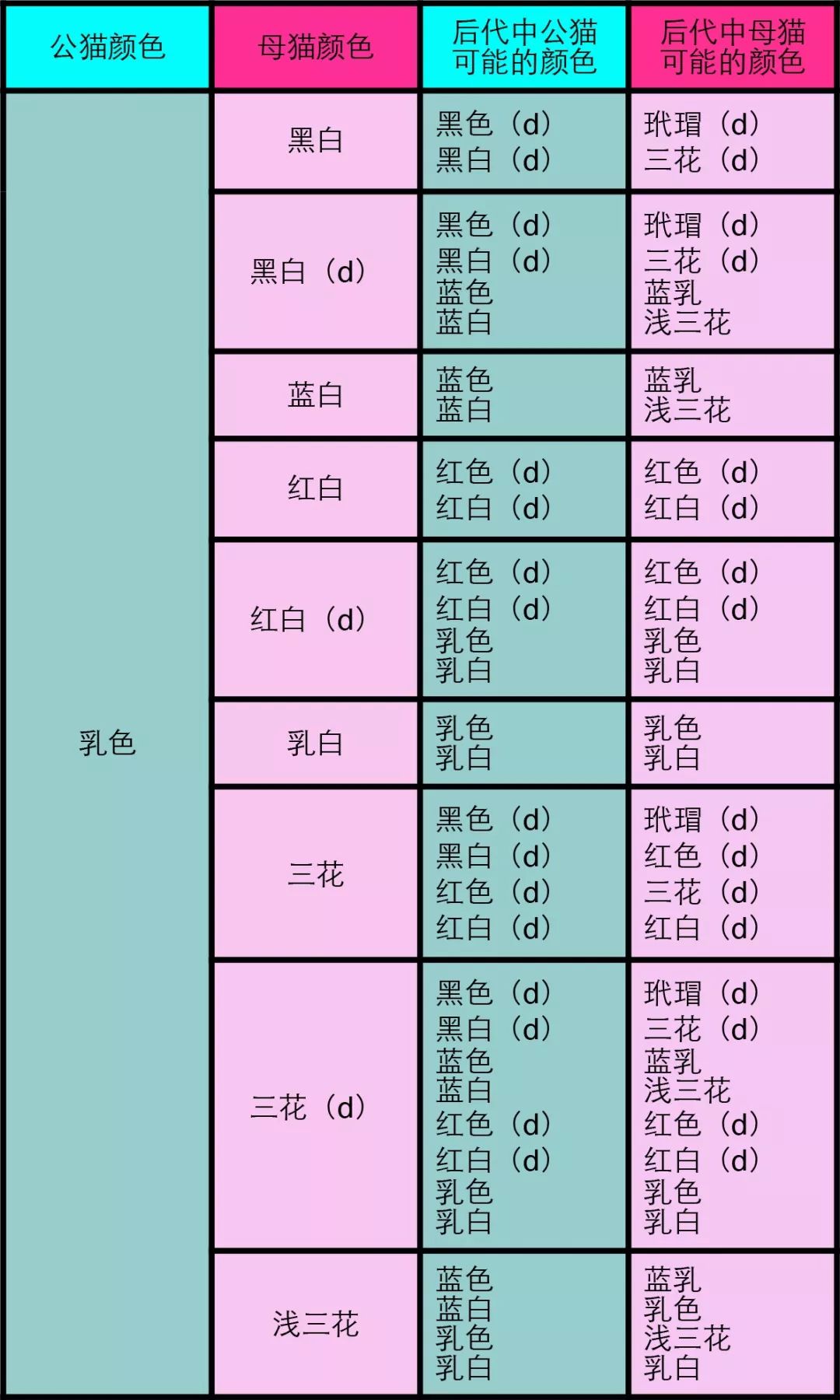 纯色公与双色母或三花6